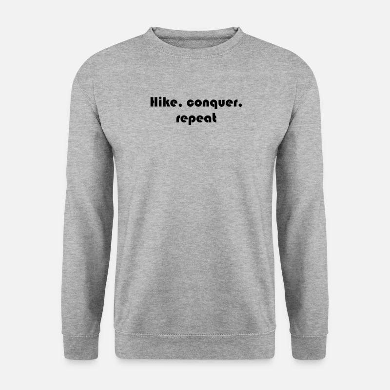 Wandern - Hike, conquer, repeat - Unisex Pullover - Weißgrau meliert