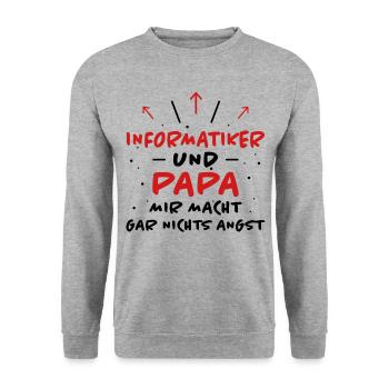 Informatiker Spruch Lustige Programmierer Geschenk - Unisex Pullover - Weißgrau meliert - Vorne - Alina (178cm) & Michal (187cm)