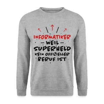 Informatiker Spruch Lustige Programmierer Geschenk - Unisex Pullover - Weißgrau meliert - Vorne - Alina (178cm) & Michal (187cm)