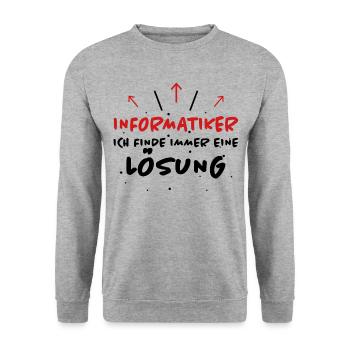 Informatiker Spruch Lustige Programmierer Geschenk - Unisex Pullover - Weißgrau meliert - Vorne - Alina (178cm) & Michal (187cm)