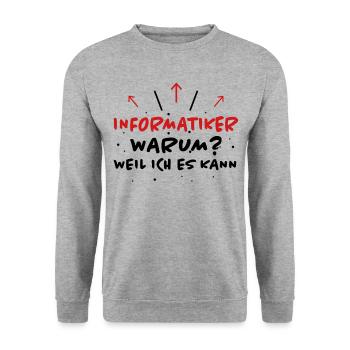 Informatiker Spruch Lustige Programmierer Geschenk - Unisex Pullover - Weißgrau meliert - Vorne - Alina (178cm) & Michal (187cm)