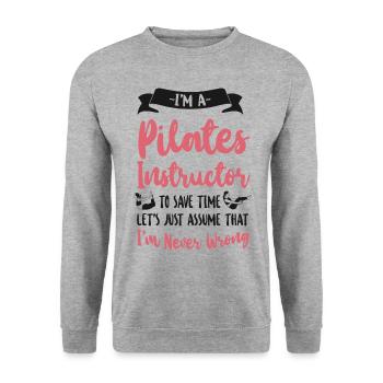 Pilates Instructor Teacher I'm A - Unisex Pullover - Weißgrau meliert - Vorne - Alina (178cm) & Michal (187cm)