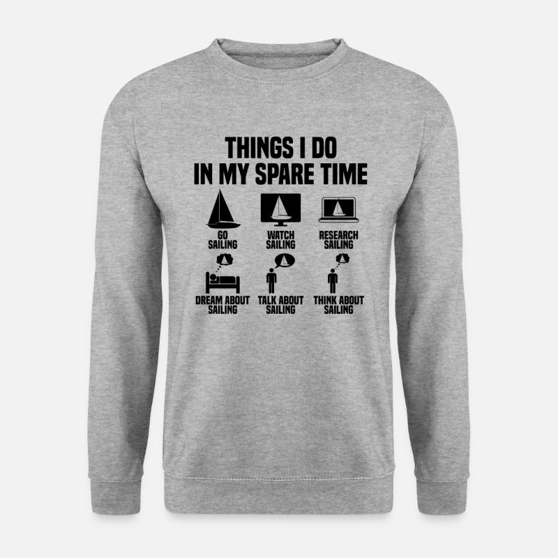 Dinge die ich in meiner Freizeit mache Segeln - Unisex Pullover - Weißgrau meliert
