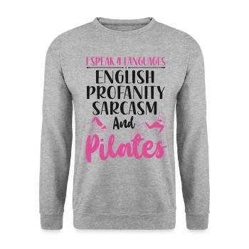 Instructeur de Pilates Professeur Je parle - Sweat-shirt Unisexe - gris chiné - Devant - Alina (178cm) & Michal (187cm)