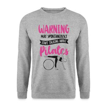 Avertissement de l’instructeur de Pilates - Sweat-shirt Unisexe - gris chiné - Devant - Alina (178cm) & Michal (187cm)