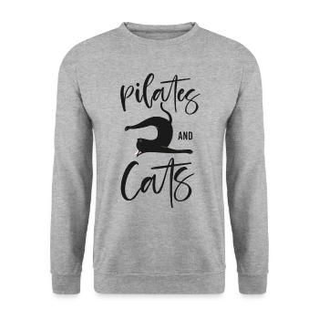 Instructeur de Pilates Enseignant Chat - Sweat-shirt Unisexe - gris chiné - Devant - Alina (178cm) & Michal (187cm)