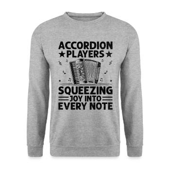 Akkordeonspieler quetschen Freude in jede Note ac - Unisex Pullover - Weißgrau meliert - Vorne - Alina (178cm) & Michal (187cm)