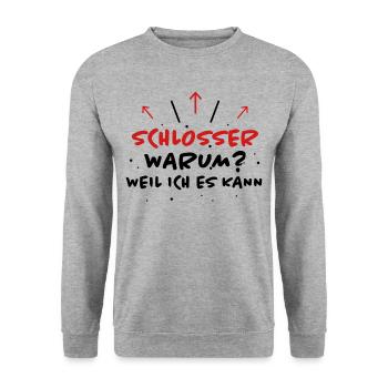 Schlosser Spruch Beruf Lustiges Schlosser Geschenk - Unisex Pullover - Weißgrau meliert - Vorne - Alina (178cm) & Michal (187cm)
