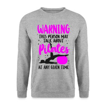 Avertissement de l’instructeur de Pilates - Sweat-shirt Unisexe - gris chiné - Devant - Alina (178cm) & Michal (187cm)