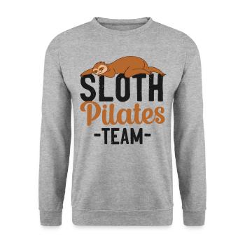 Pilates Instructor Teacher Sloth - Unisex Sweatshirt - salt & pepper - Front - Alina (178cm) & Michal (187cm)