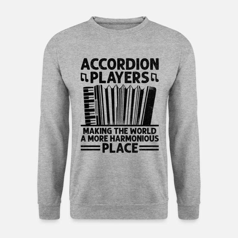 Akkordeonspieler machen die Welt harmonischer - Unisex Pullover - Weißgrau meliert