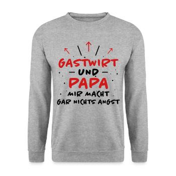 Gastwirt Spruch Kneipe Wirt Fun Gastwirt Geschenk - Unisex Pullover - Weißgrau meliert - Vorne - Alina (178cm) & Michal (187cm)