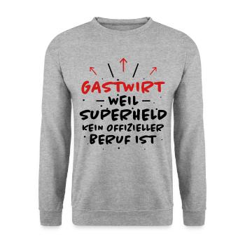Gastwirt Spruch Kneipe Wirt Fun Gastwirt Geschenk - Unisex Pullover - Weißgrau meliert - Vorne - Alina (178cm) & Michal (187cm)