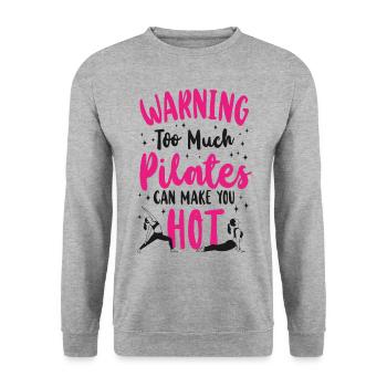 Avertissement de l’instructeur de Pilates - Sweat-shirt Unisexe - gris chiné - Devant - Alina (178cm) & Michal (187cm)