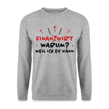 Finanzwirt Spruch Job Lustiges Finanzwirt Geschenk - Unisex Pullover - Weißgrau meliert - Vorne - Alina (178cm) & Michal (187cm)
