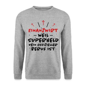 Finanzwirt Spruch Job Lustiges Finanzwirt Geschenk - Unisex Pullover - Weißgrau meliert - Vorne - Alina (178cm) & Michal (187cm)