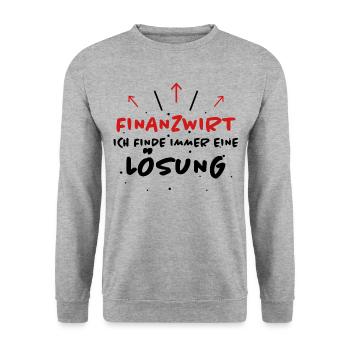 Finanzwirt Spruch Job Lustiges Finanzwirt Geschenk - Unisex Pullover - Weißgrau meliert - Vorne - Alina (178cm) & Michal (187cm)