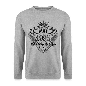 anniversaire Mai 1995 Mai anniversaire 1995 - Sweat-shirt Unisexe - gris chiné - Devant - Alina (178cm) & Michal (187cm)