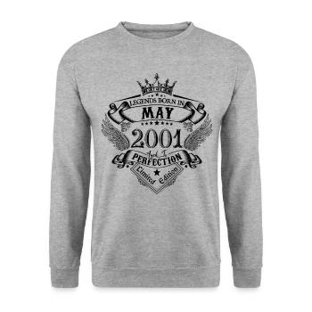 anniversaire Mai 2001 Mai anniversaire 2001 - Sweat-shirt Unisexe - gris chiné - Devant - Alina (178cm) & Michal (187cm)
