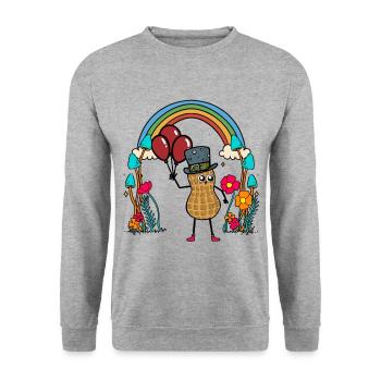 Erdnuss Geburtstag Geburtstagsgeschenk Kind - Unisex Pullover - Weißgrau meliert - Vorne - Alina (178cm) & Michal (187cm)
