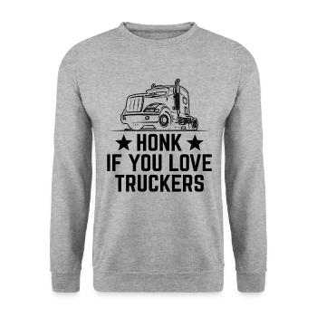 Trucker Fahren Vater Trucker Vater LKW Fahrer - Unisex Pullover - Weißgrau meliert - Vorne - Alina (178cm) & Michal (187cm)