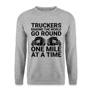 Trucker Fahren Papa Trucker Vater LKW-Fahrer - Unisex Pullover - Weißgrau meliert - Vorne - Alina (178cm) & Michal (187cm)