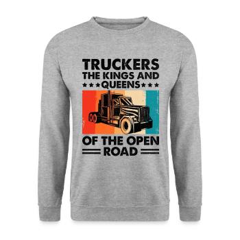 Trucker Fahren Papa Trucker Vater LKW-Fahrer - Unisex Pullover - Weißgrau meliert - Vorne - Alina (178cm) & Michal (187cm)