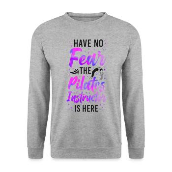 Instructeur de Pilates Enseignant N’ont Pas - Sweat-shirt Unisexe - gris chiné - Devant - Alina (178cm) & Michal (187cm)