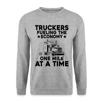 Trucker Fahren Papa Trucker Vater LKW Fahrer - Unisex Pullover - Weißgrau meliert - Vorne - Alina (178cm) & Michal (187cm)