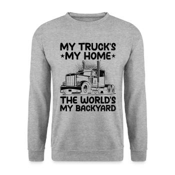 Trucker Fahren Papa Trucker Vater LKW Fahrer - Unisex Pullover - Weißgrau meliert - Vorne - Alina (178cm) & Michal (187cm)