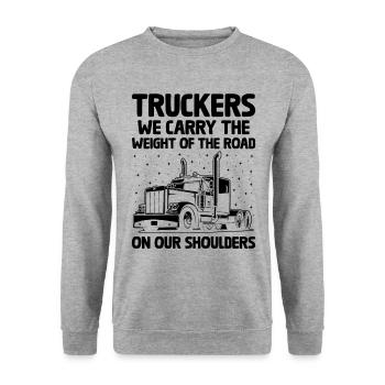 Trucker Fahren Papa Trucker Vater LKW Fahrer - Unisex Pullover - Weißgrau meliert - Vorne - Alina (178cm) & Michal (187cm)