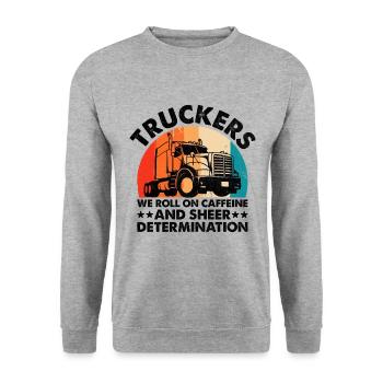 Trucker Fahren Papa Trucker Vater LKW Fahrer - Unisex Pullover - Weißgrau meliert - Vorne - Alina (178cm) & Michal (187cm)