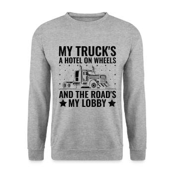 Trucker Fahren Papa Trucker Vater LKW Fahrer - Unisex Pullover - Weißgrau meliert - Vorne - Alina (178cm) & Michal (187cm)