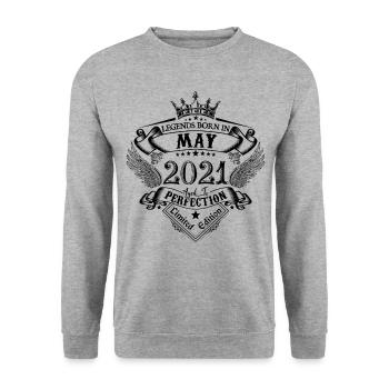 Geburtstag Mai 2021 Mai Geburtstag 2021 - Unisex Pullover - Weißgrau meliert - Vorne - Alina (178cm) & Michal (187cm)