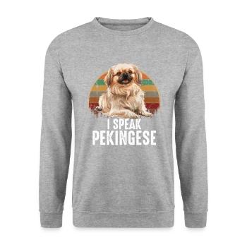 Je parle pékinois - Sweat-shirt Unisexe - gris chiné - Devant - Alina (178cm) & Michal (187cm)