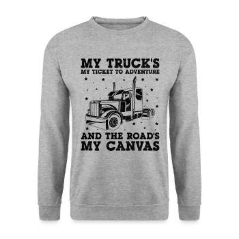 Trucker Fahren Papa Trucker Vater LKW-Fahrer - Unisex Pullover - Weißgrau meliert - Vorne - Alina (178cm) & Michal (187cm)