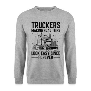 Trucker Fahren Papa Trucker Vater LKW-Fahrer - Unisex Pullover - Weißgrau meliert - Vorne - Alina (178cm) & Michal (187cm)