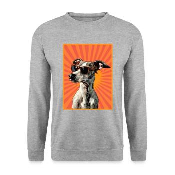 whippet dog - Unisex Pullover - Weißgrau meliert - Vorne - Alina (178cm) & Michal (187cm)