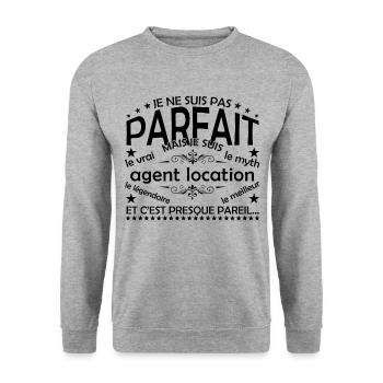 Geschenk-Vermieter Vermietungsagent Der echte Agent - Unisex Pullover - Weißgrau meliert - Vorne - Alina (178cm) & Michal (187cm)