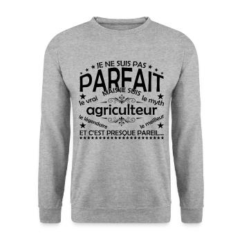 Farmer Gift Farmer The Real Farmer - Unisex Sweatshirt - salt & pepper - Front - Alina (178cm) & Michal (187cm)