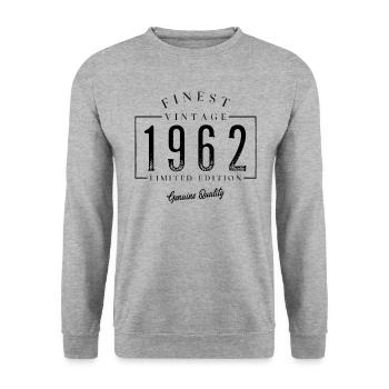 Finest Vintage 1962 Vintage 1962 Anniversaire Anniversaire - Sweat-shirt Unisexe - gris chiné - Devant - Alina (178cm) & Michal (187cm)