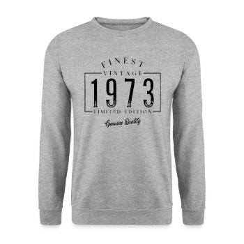 Finest Vintage 1973 Millésime 1973 Anniversaire de naissance - Sweat-shirt Unisexe - gris chiné - Devant - Alina (178cm) & Michal (187cm)