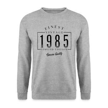 Finest Vintage 1985 Millésime 1985 Anniversaire Anniversaire - Sweat-shirt Unisexe - gris chiné - Devant - Alina (178cm) & Michal (187cm)