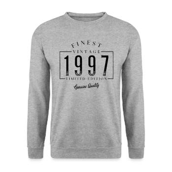 Meilleur millésime 1997 Millésime 1997 Anniversaire - Sweat-shirt Unisexe - gris chiné - Devant - Alina (178cm) & Michal (187cm)