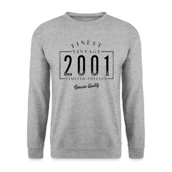 Meilleur millésime 2001 Millésime 2001 Anniversaire - Sweat-shirt Unisexe - gris chiné - Devant - Alina (178cm) & Michal (187cm)