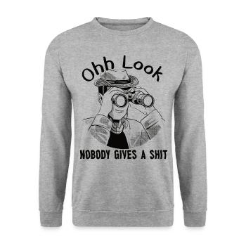 Oh Look Nobody Gives A Shit - Unisex Pullover - Weißgrau meliert - Vorne - Alina (178cm) & Michal (187cm)