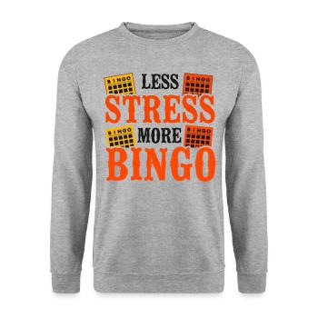 Bingo Player Less Stress More - Unisex Pullover - Weißgrau meliert - Vorne - Alina (178cm) & Michal (187cm)