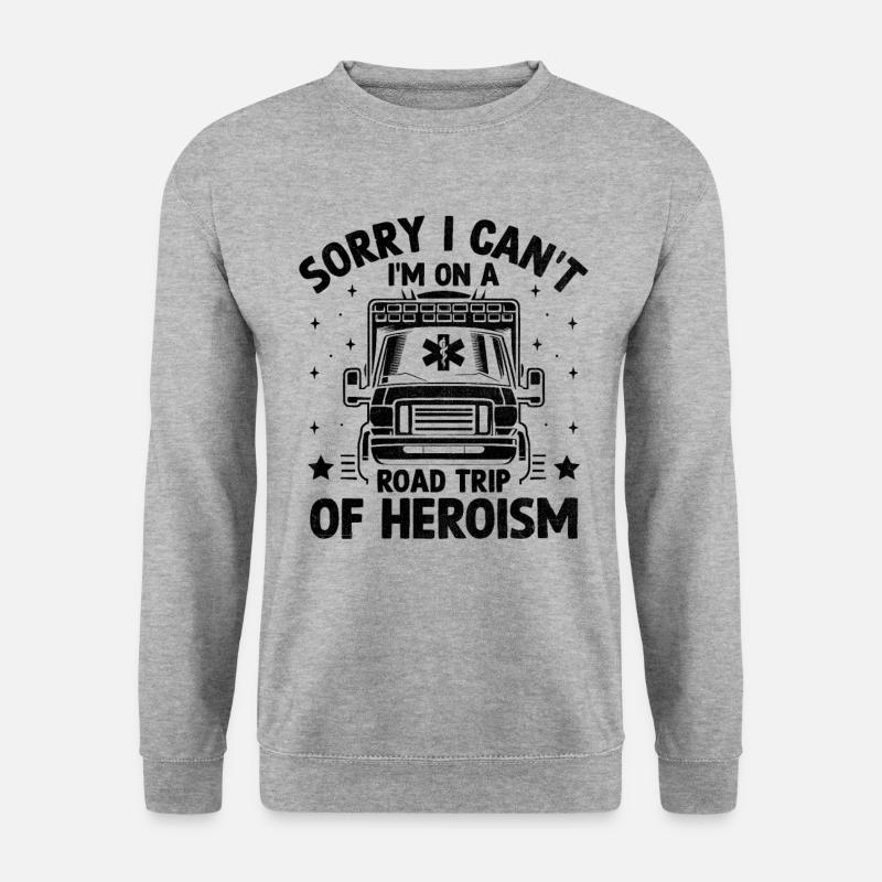 Tut mir leid, dass ich nicht kann, ich bin auf einem Roadtrip des Heldentums Ambula - Unisex Pullover - Weißgrau meliert