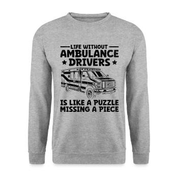 Das Leben ohne Krankenwagenfahrer ist wie ein Puzzle EM - Unisex Pullover - Weißgrau meliert - Vorne - Alina (178cm) & Michal (187cm)