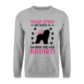 Briard Berger de Brie épouse et son Briard - Sweat-shirt Unisexe - gris chiné - Devant - Alina (178cm) & Michal (187cm)